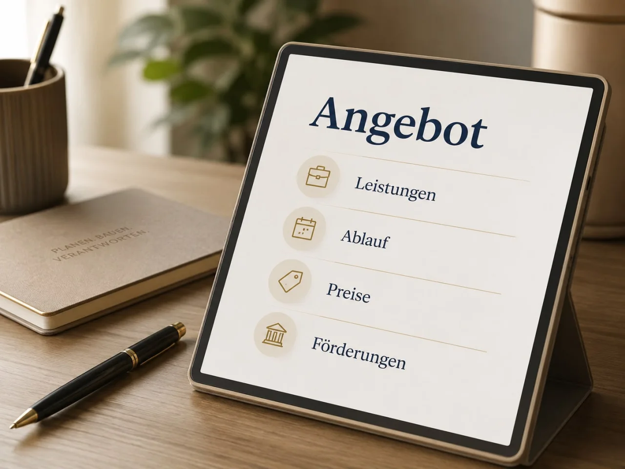 Angebot mit Leistungen, Ablauf, Preise und Förderungen